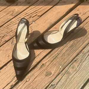 Christian Louboutin velvet and silk slingback mules